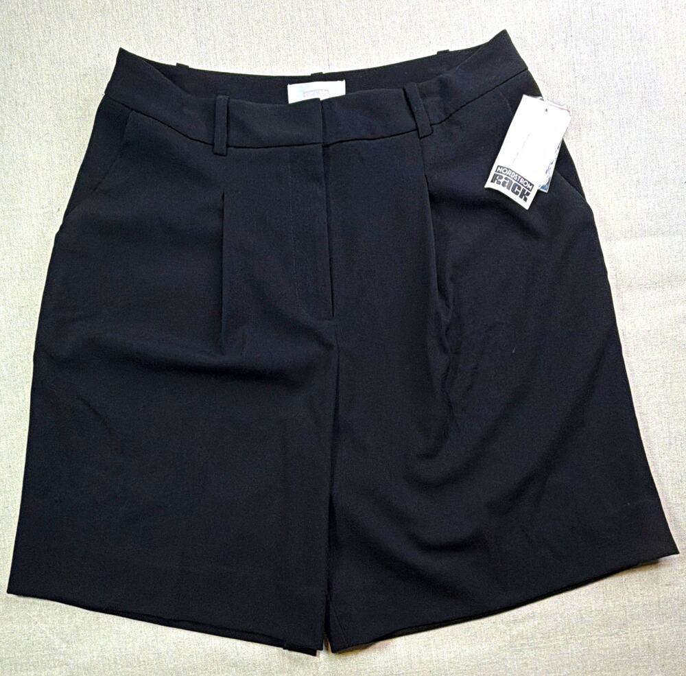 Nordstrom Rack Womens Black Golf Shorts Size 2 6.5" Inseam Pleated Pockets NWT
